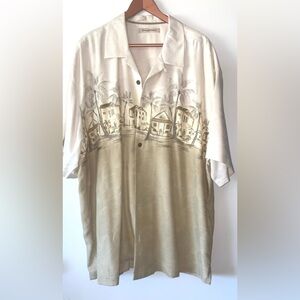 TOMMY BAHAMA SIDE SEAM SPLIT MENS SHIRT XXL SHORT SLEEVE SILK FABRIC DESIGN